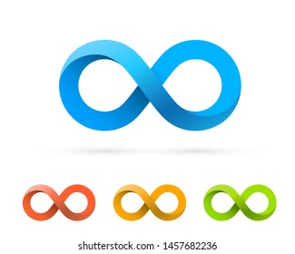 Symbol of infinity art info, color set collection. Vector Illustration