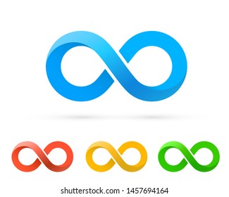 Symbol of infinity art info, color set collection. Vector Illustration