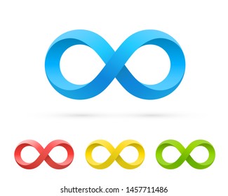 Symbol of infinity art info, color set collection. Vector Illustration