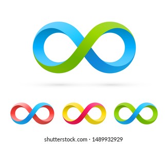 Symbol of infinity art info, color set collection. Vector Illustration