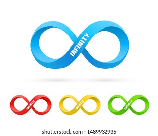 Symbol of infinity art info, color set collection. Vector Illustration