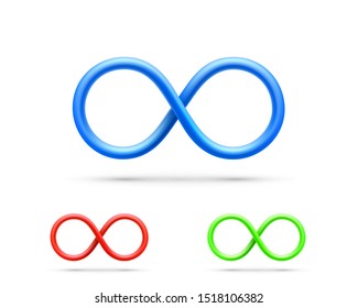 Symbol of infinity art info, color set collection. Vector Illustration