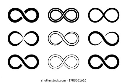 Symbol of infinity. Icon of loop and endless. Sign infinite in line style. Logo of limitless. Infinit circle for abstract design. Concept of future, eternity. Graphic arrow for creative emblem. Vector