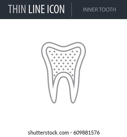 Symbol of Inner Tooth. Thin line Icon of Dentist Tools. Stroke Pictogram Graphic for Web Design. Quality Outline Vector Symbol Concept. Premium Mono Linear Beautiful Plain Laconic Logo