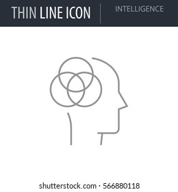 Symbol of Intelligence. Thin line Icon of Icons Of Human Features. Stroke Pictogram Graphic for Web Design. Quality Outline Vector Symbol Concept. Premium Mono Linear Beautiful Plain Laconic Logo