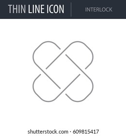 Symbol of Interlock. Thin line Icon of Infographics. Stroke Pictogram Graphic for Web Design. Quality Outline Vector Symbol Concept. Premium Mono Linear Beautiful Plain Laconic Logo