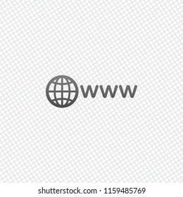 symbol of internet with globe and www. On grid background
