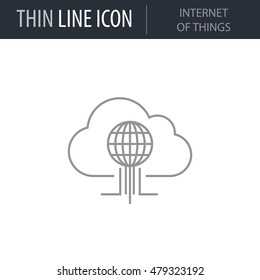 Symbol of Internet Things Thin line Icon of Future Technology. Stroke Pictogram Graphic for Web Design. Quality Outline Vector Symbol Concept. Premium Mono Linear Beautiful Plain Laconic Logo.