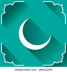 Symbol of islam. Crescent in flat style. Islamic design element.