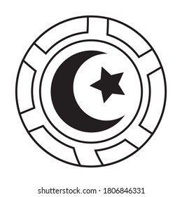 Symbol of Islam a crescent moon and star for apps and websites