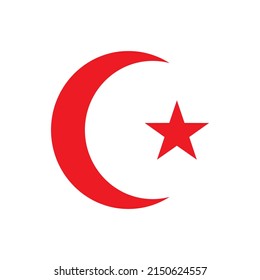 Symbol Of Islam Crescent And Star Dark Red Vector Illustration