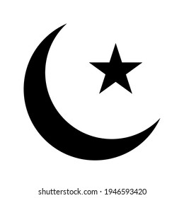 Symbol of Islam crescent and star with five corners icon, Islam icon, symbol of Islam flat icon for apps and websites