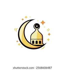 Symbol of islam flat icon isolated on white background, islamic month icon