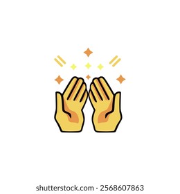 Symbol of islam flat icon isolated on white background, hand prayer islamic icon