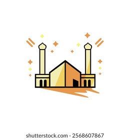 Symbol of islam flat icon isolated on white background, islamic mosque icon