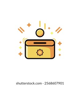 Symbol of islam flat icon isolated on white background, Islamic charity box icon