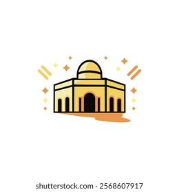 Symbol of islam flat icon isolated on white background, Mosque Icon For Muslim