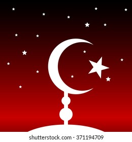 Symbol of Islam at night. Vector illustration. 