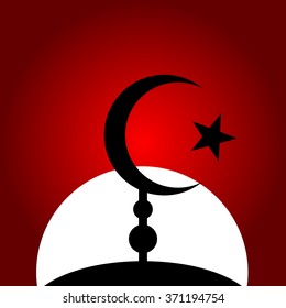 Symbol of Islam on sunset background. Vector illustration. 