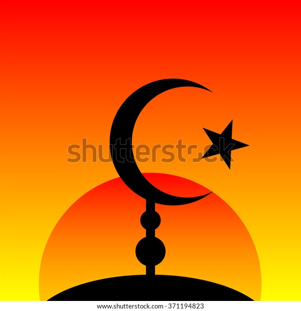 Symbol Islam On Sunset Background Vector Stock Vektorgrafik Lizenzfrei