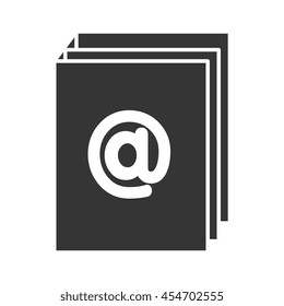 at symbol ,isolated black and white flat icon design