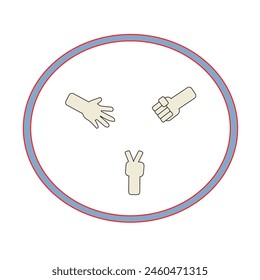 Rock–paper–scissors symbol isolated on the white background. Local ancient game play in Asian. 