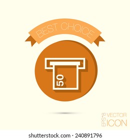 symbol issuing or receiving money from an ATM . financial icon . money is given .