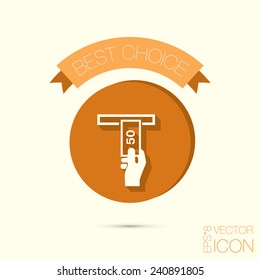 symbol issuing or receiving money from an ATM . financial icon . money is given .