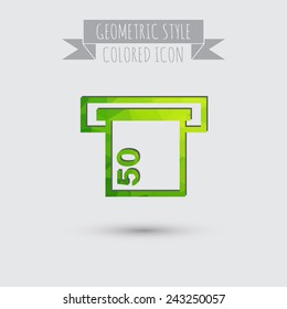 symbol issuing or receiving money from an ATM. financial icon. money is given