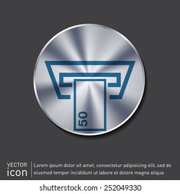 symbol issuing or receiving money from an ATM . financial icon . money is given .