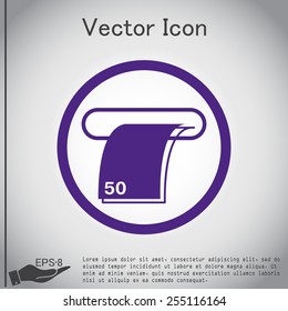 symbol issuing or receiving money from an ATM . financial icon . money is given .