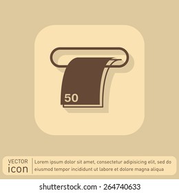 symbol issuing or receiving money from an ATM. financial icon. money is given.