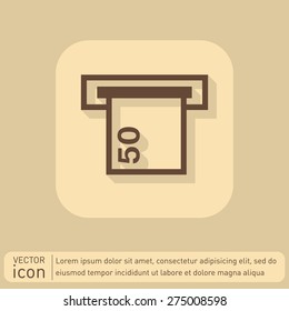 symbol issuing or receiving money from an ATM . financial icon . money is given .