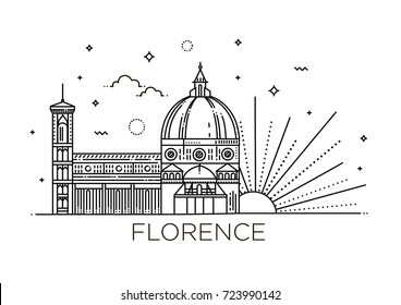 The symbol of Italy, Florence. Modern linear style. Editable strokes. Flat design line vector illustration concept