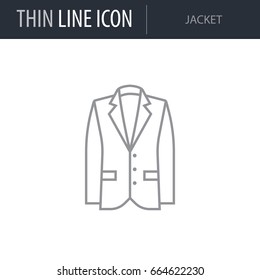 Symbol of Jacket. Thin line Icon of Fashion. Stroke Pictogram Graphic for Web Design. Quality Outline Vector Symbol Concept. Premium Mono Linear Beautiful Plain Laconic Logo
