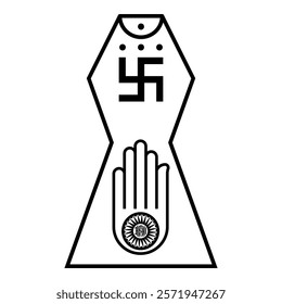 Symbol Jainism emblem Jain Prateek Chihna Hand Akhimsa Ahimsa arm religion Dharma Ahinsa Mahavir Jayanti icon black color vector illustration image flat style