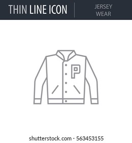 Symbol of Jersey Wear. Thin line Icon of Sport Equipment. Stroke Pictogram Graphic for Web Design. Quality Outline Vector Symbol Concept. Premium Mono Linear Beautiful Plain Laconic Logo