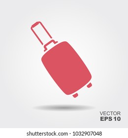 The symbol of the journey. Flat icon of a suitcase on wheels