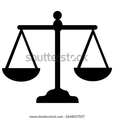 Symbol of justice and equality represented by a balanced scale set against a white background