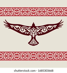 The symbol of Kazakhstan is a golden eagle with a traditional Kazakh ornament.