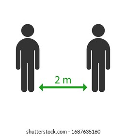 Symbol of keeping distance between people. Vector illustration