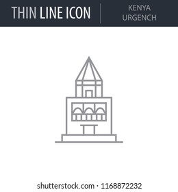 Symbol of Kenya Urgench. Thin line Icon of Landmark Set. Stroke Pictogram Graphic for Web Design. Quality Outline Vector Symbol Concept. Premium Mono Linear Beautiful Plain Laconic Logo