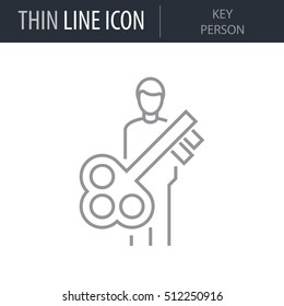 Symbol of Key Person Thin line Icon of Corporate Managemen. Stroke Pictogram Graphic for Web Design. Quality Outline Vector Symbol Concept. Premium Mono Linear Beautiful Plain Laconic Logo