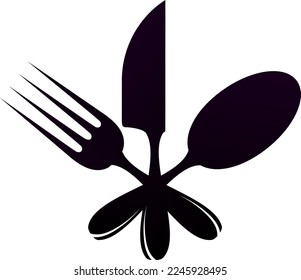 Symbol für Küchenbesteck. Löffelgabel und Messerdesign