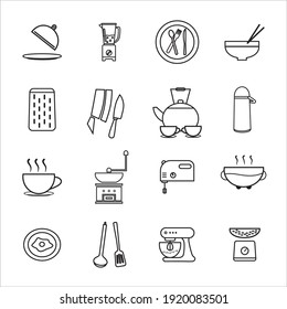 Symbol Kitchen Set Vector Line Art