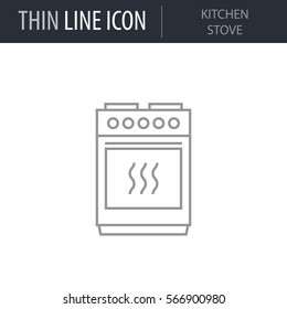 Symbol of Kitchen Stove Thin line Icon of Home Appliances. Stroke Pictogram Graphic for Web Design. Quality Outline Vector Symbol Concept. Premium Mono Linear Beautiful Plain Laconic Logo