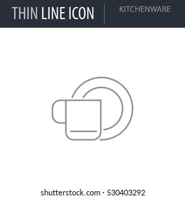 Symbol of Kitchenware. Thin line Icon of Kitchen Utensils. Stroke Pictogram Graphic for Web Design. Quality Outline Vector Symbol Concept. Premium Mono Linear Beautiful Plain Laconic Logo