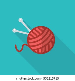 The symbol of knitting and needlework. A ball of yarn and knitting needles