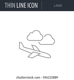 Symbol of Land. Thin line Icon of Airline. Stroke Pictogram Graphic for Web Design. Quality Outline Vector Symbol Concept. Premium Mono Linear Beautiful Plain Laconic Logo