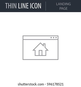 Symbol of Landing Page. Thin line Icon of Seo And Web Optimization. Stroke Pictogram Graphic for Web Design. Quality Outline Vector Symbol Concept. Premium Mono Linear Beautiful Plain Laconic Logo